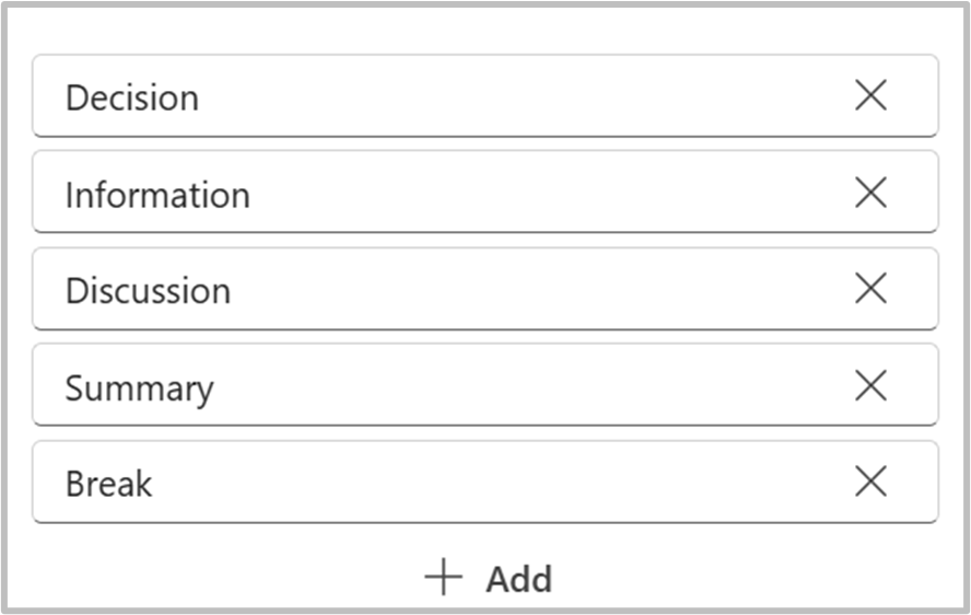 Manage Agenda item categories