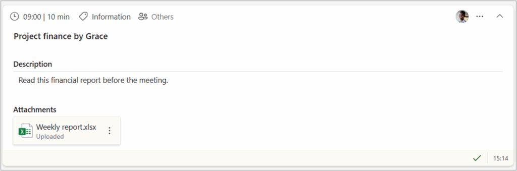 Agenda item with Excel file attachment